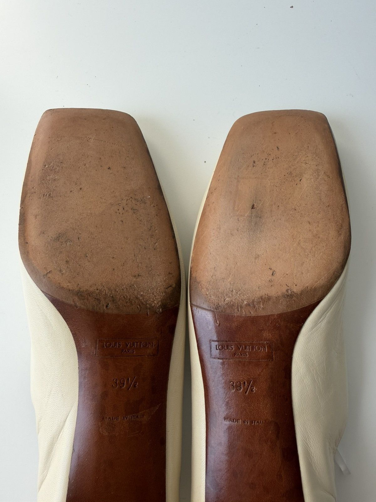 Vintage Louis Vuitton square toe block heel flats