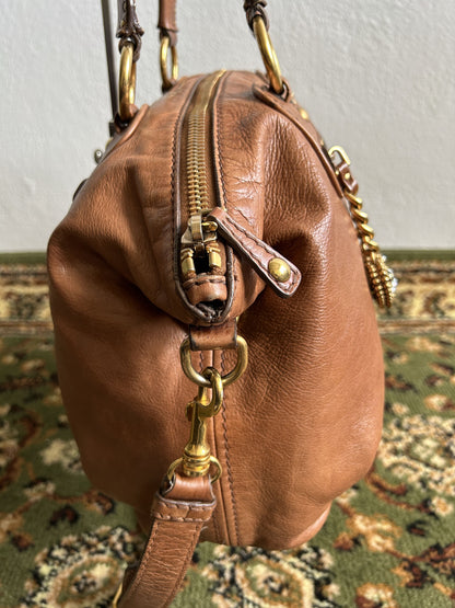 Vintage y2k miu miu leather top zip charm studded handbag