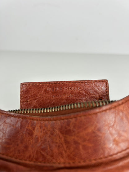 Balenciaga first bag in burnt red