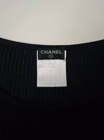 SS2001 Chanel viscose ribbed see through knit