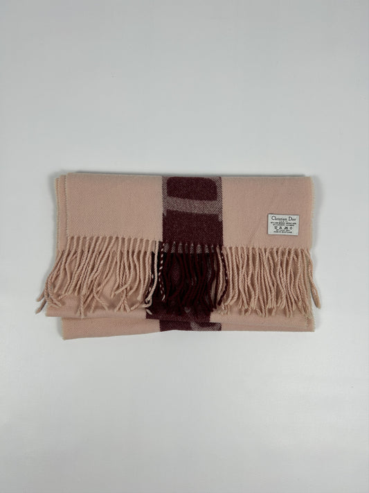 Vintage Dior big logo merino wool and cashmere scarf