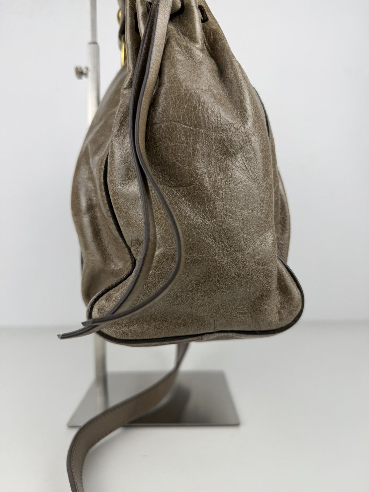 Miu Miu vitello bauletto aperto gathered leather handbag