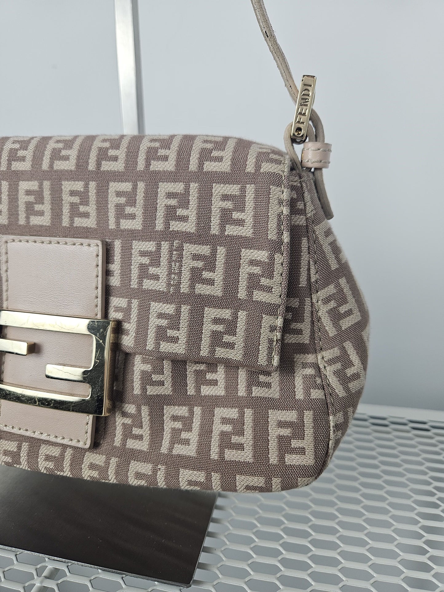 Fendi zucca monogram canvas mini baguette