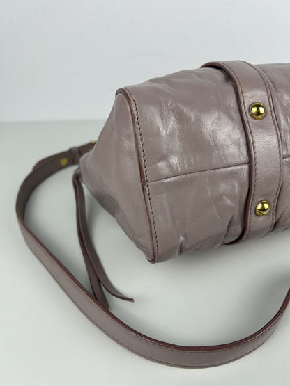 Miu miu vitello bauletto aperto gathered leather handbag
