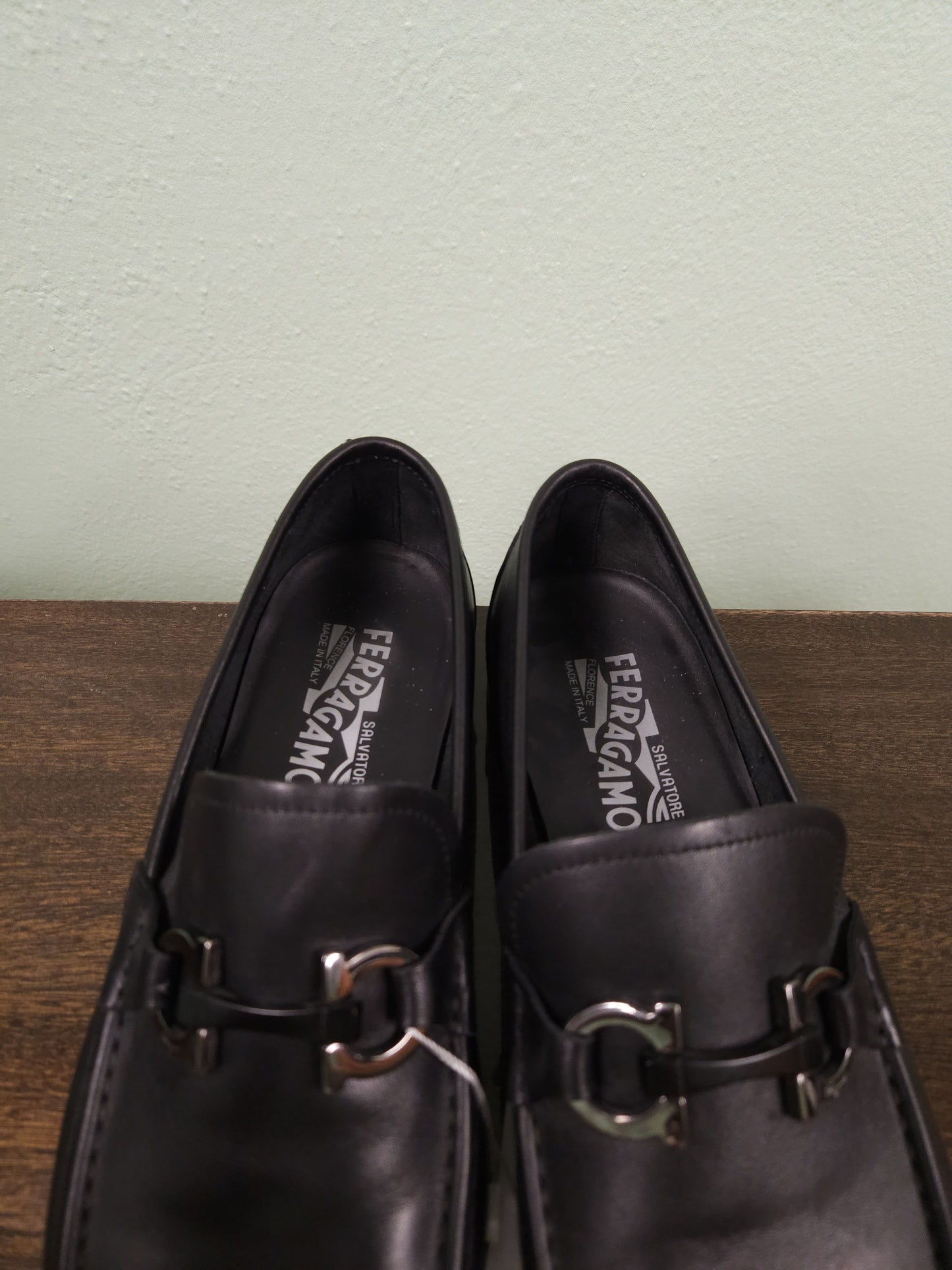 Salvatore Ferragamo gancini black leather loafers