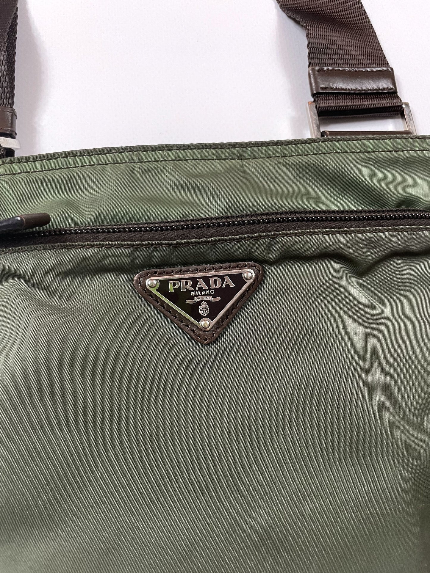 Prada nylon triangle logo small shoulder crossbody bag