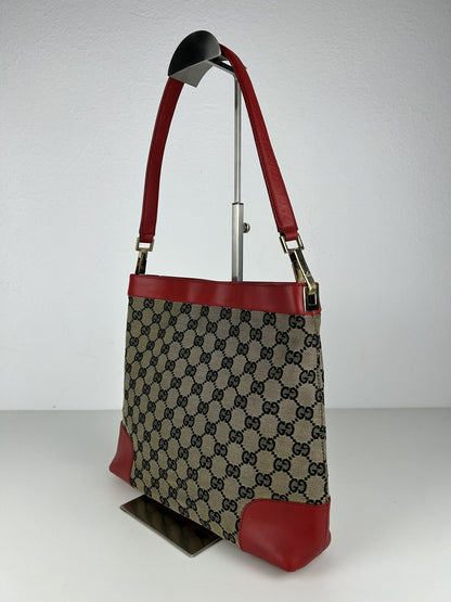 Vintage y2k Gucci monogram canvas and leather shoulder bag