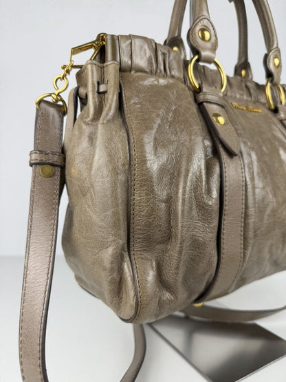 Miu Miu vitello bauletto aperto gathered leather handbag