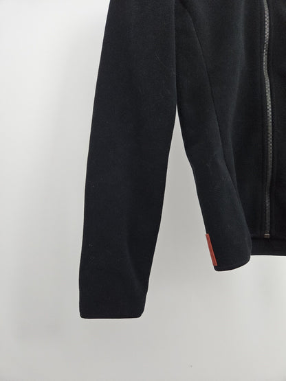 Prada sport red tab ninja fleece hoodie asymmetric zip