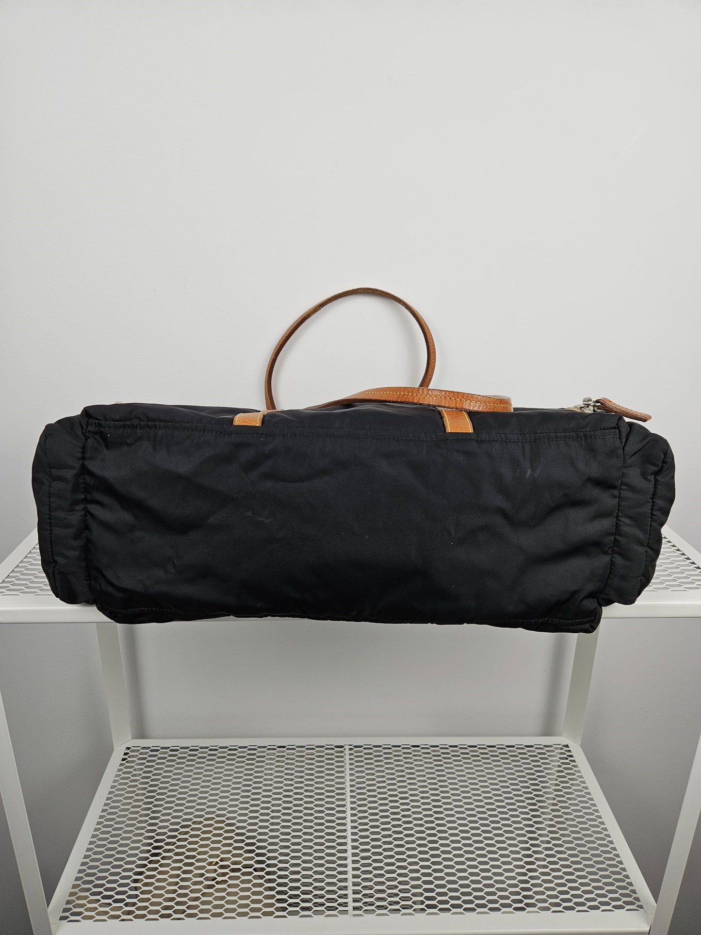 Archive miu miu nylon leather tote bag with cargo pockets