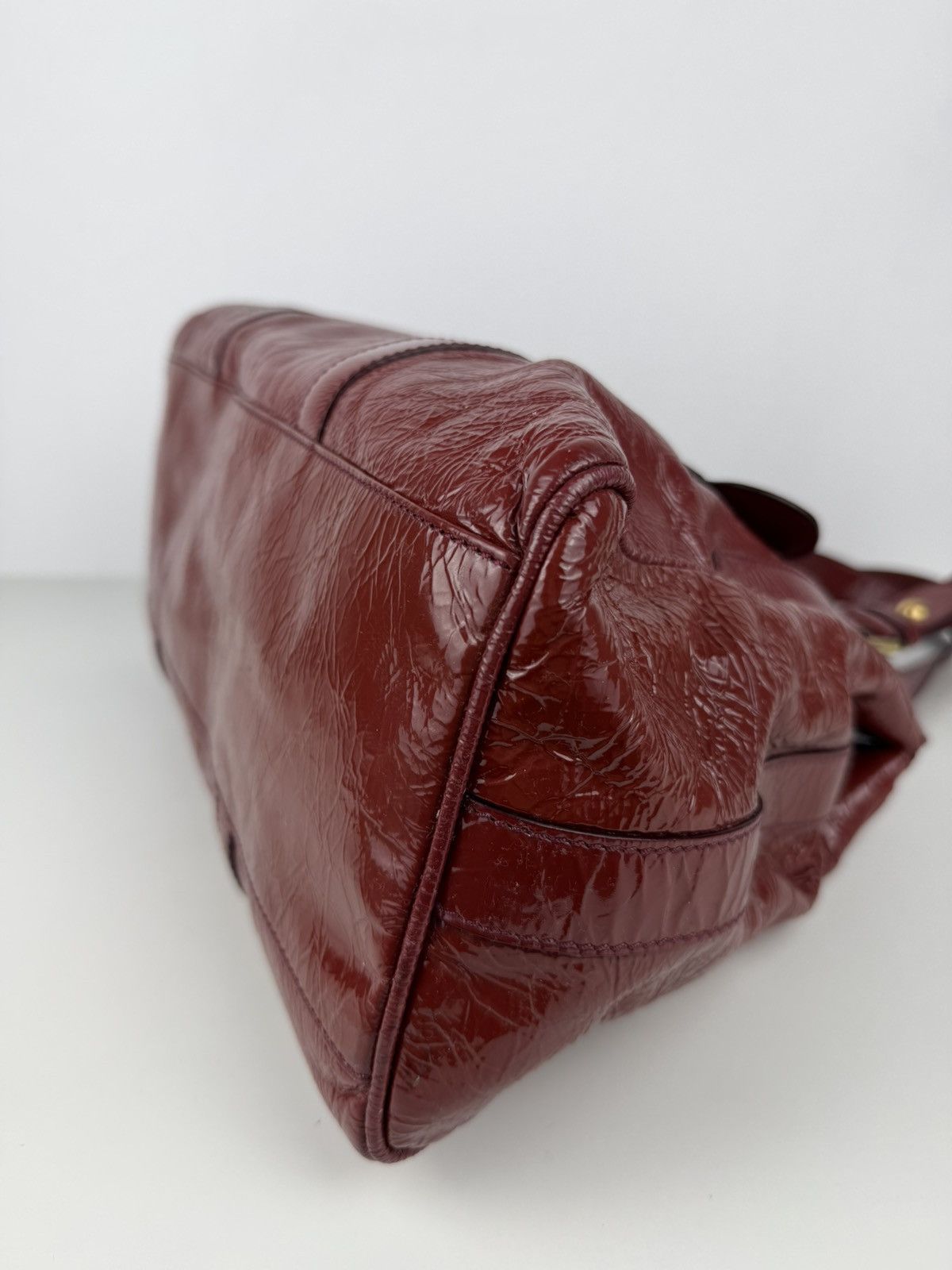Fendi crinkled patent leather de jour handbag large