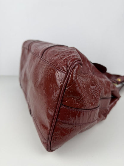 Fendi crinkled patent leather de jour handbag large
