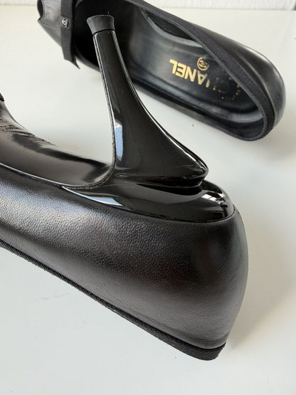 Chanel open toe pumps with bow
