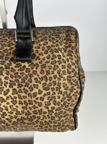 Vintage Bottega Veneta leopard print mini boston bag