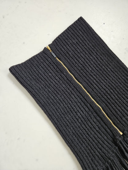 Gucci front zip fringed knit top/ skirt