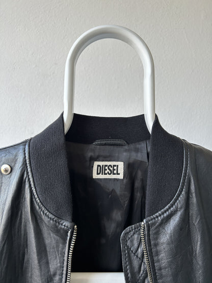 Archive Diesel cropped lambskin leather bomber jacket
