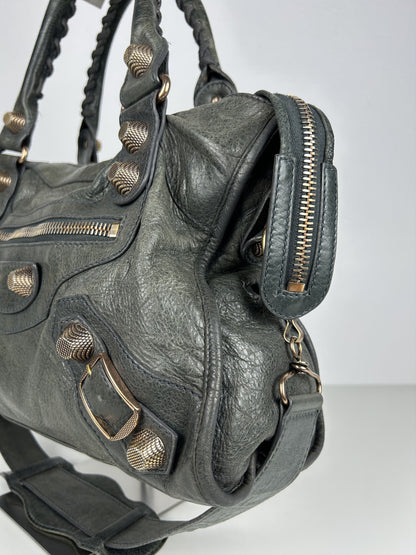 Balenciaga giant hardware city bag in dark gray