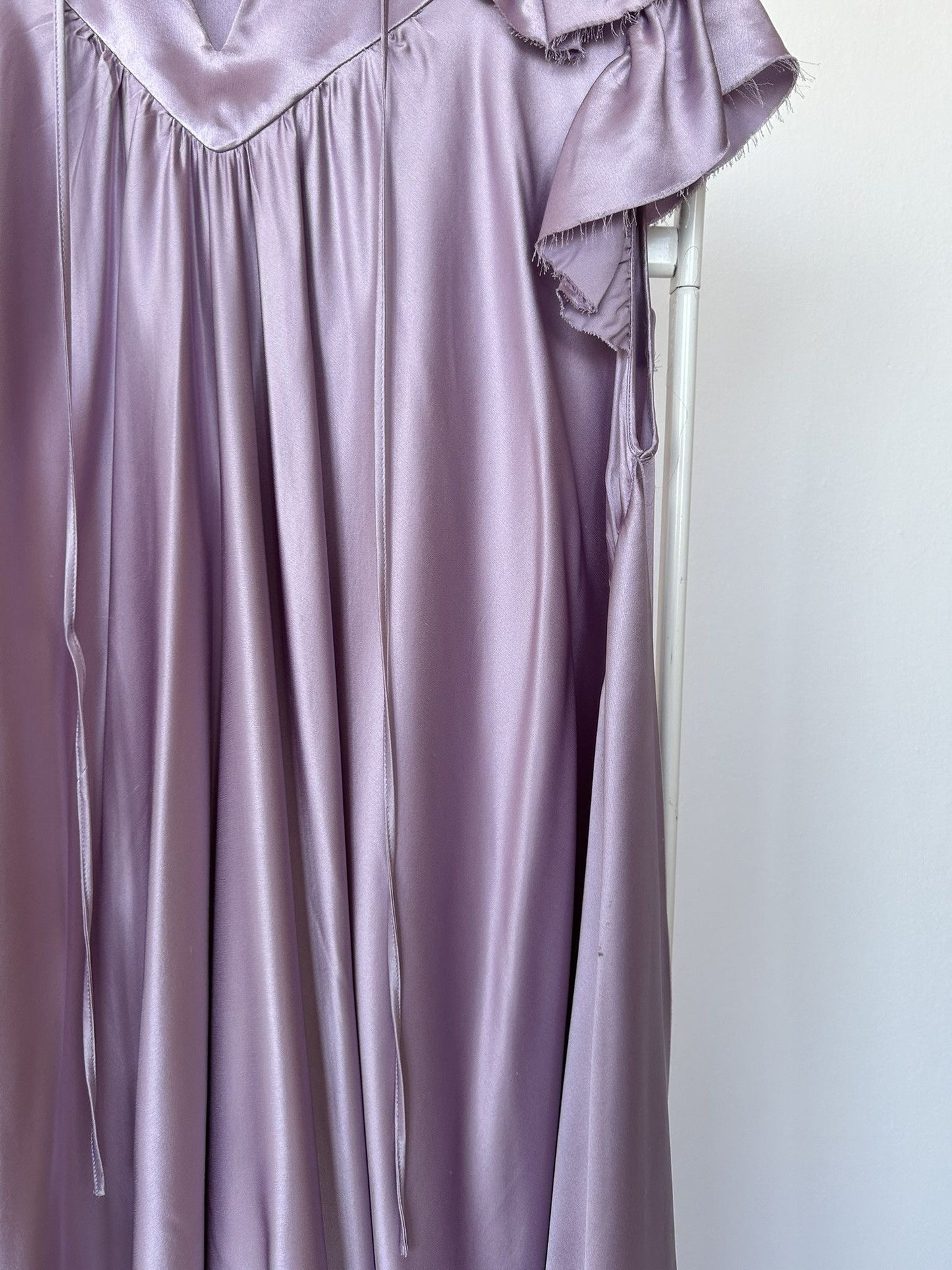 SS2018 Balenciaga silk ruffle loose long dress in lilac
