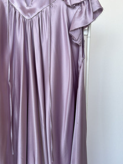 SS2018 Balenciaga silk ruffle loose long dress in lilac