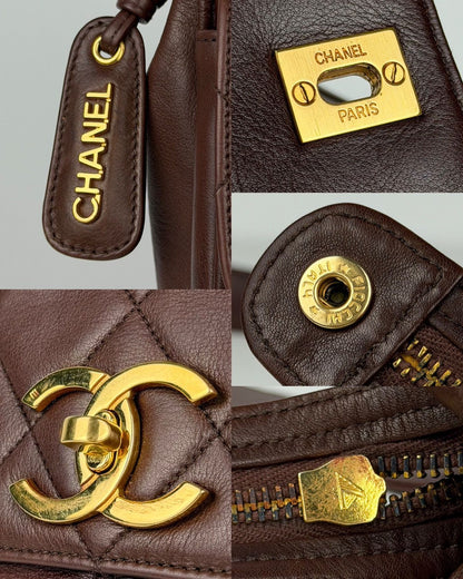 1996 Chanel CC turnlock matelasse quilted lambskin tote