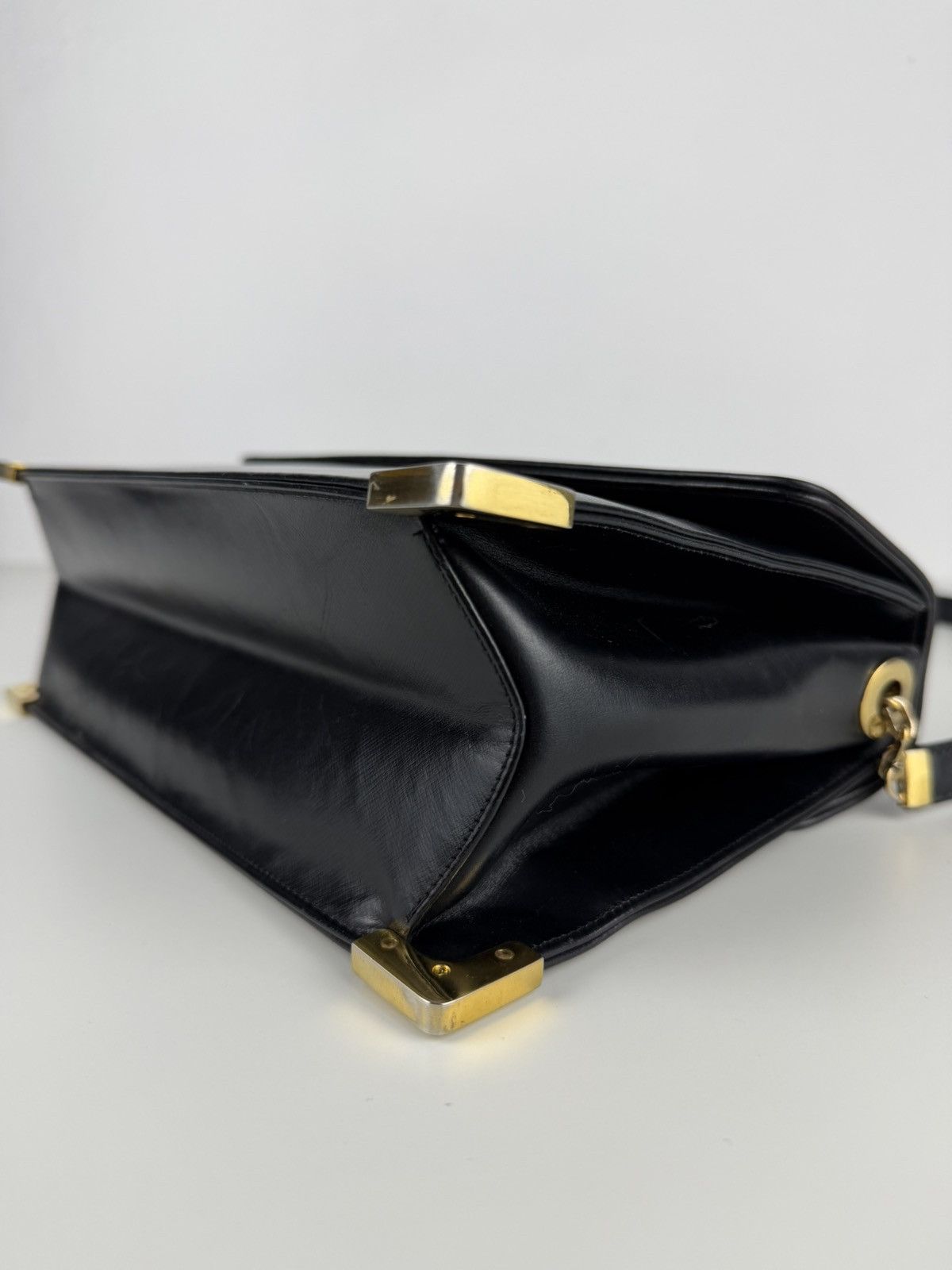 Vintage 70s Dior box calf leather shoulder bag