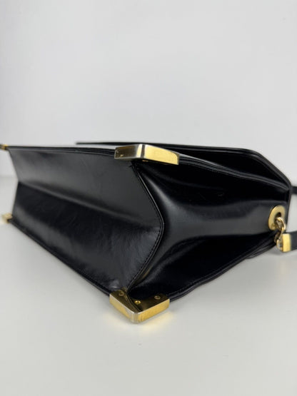 Vintage 70s Dior box calf leather shoulder bag