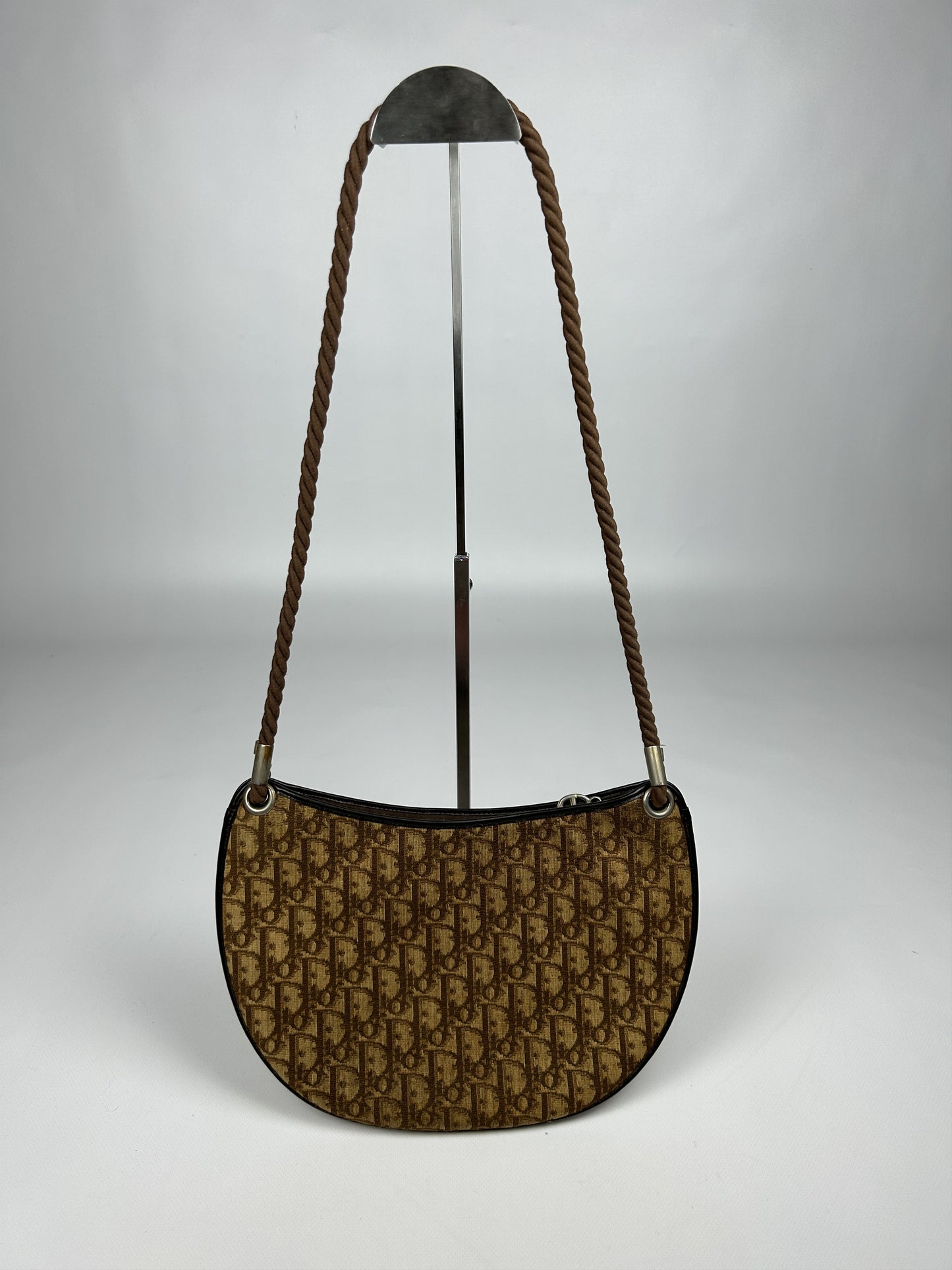 Vintage 80s Dior trotter oblique monogram rope shoulder bag