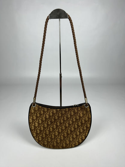 Vintage 80s Dior trotter oblique monogram rope shoulder bag