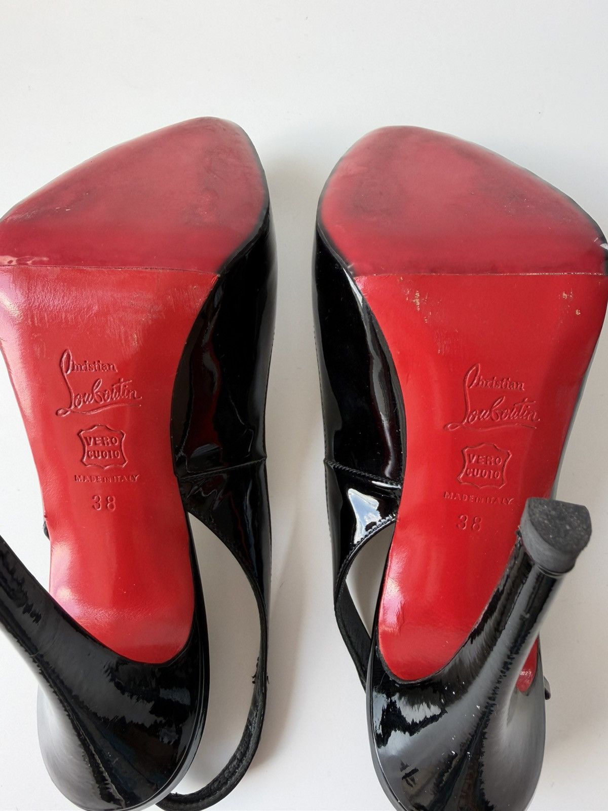 Christian Louboutin Rolande patent leather slingback pumps