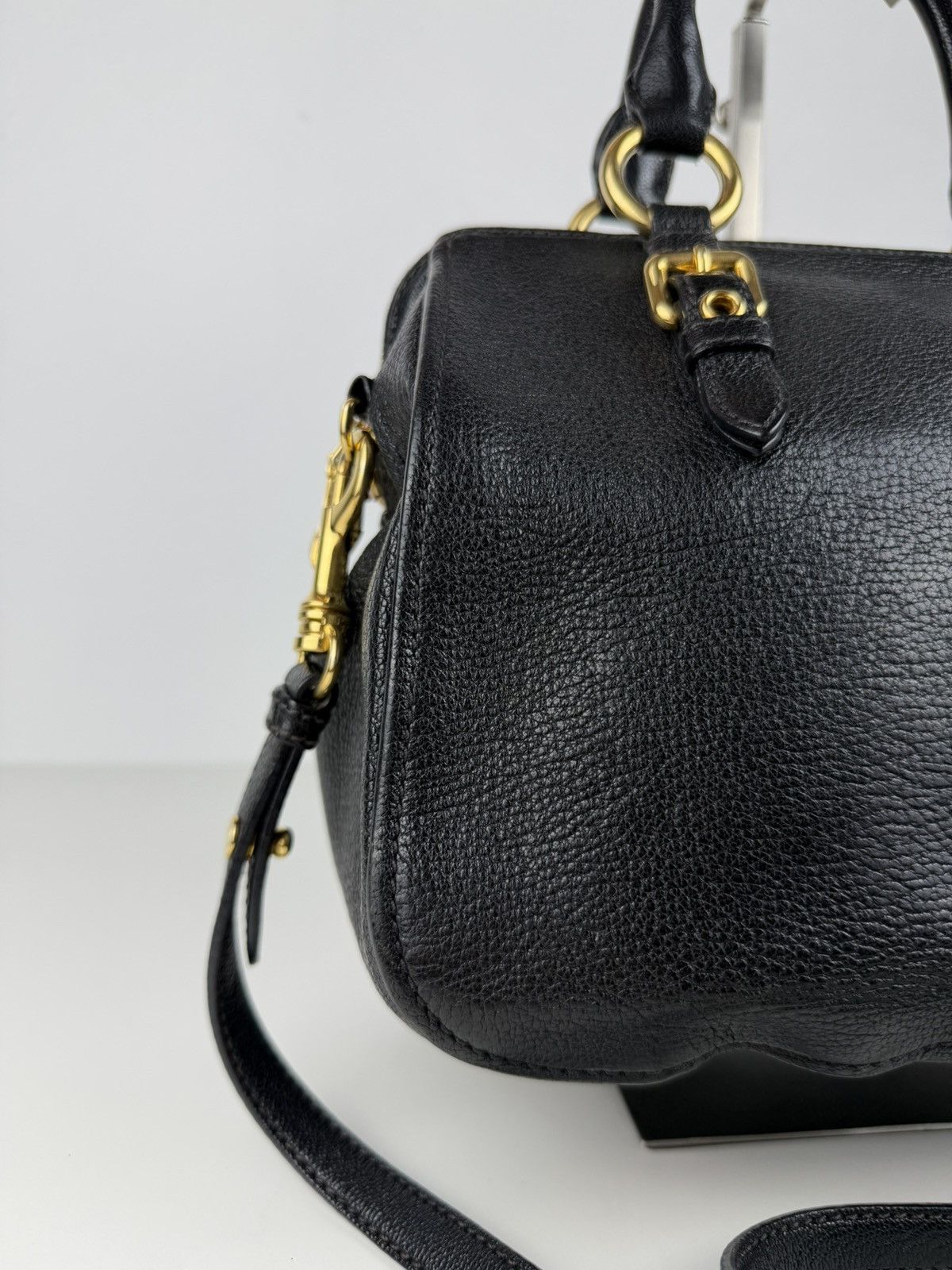 Miu miu madras leather mini boston bag