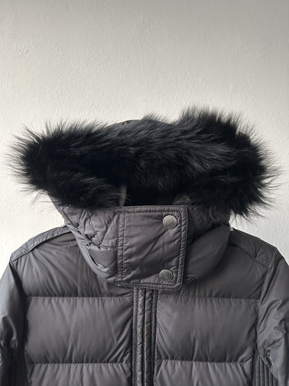 Burberry long hooded puffer coat