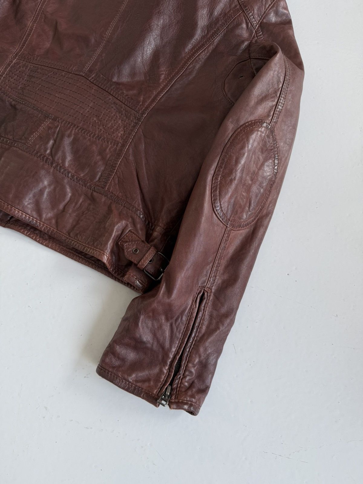 Vintage ‘Mauritius’ cropped leather biker jacket