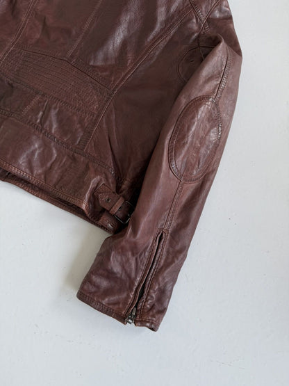 Vintage ‘Mauritius’ cropped leather biker jacket
