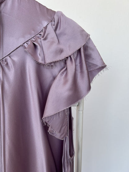 SS2018 Balenciaga silk ruffle loose long dress in lilac