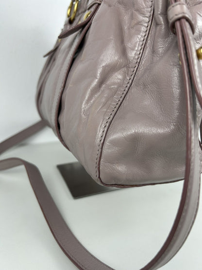 Miu miu vitello bauletto aperto gathered leather handbag