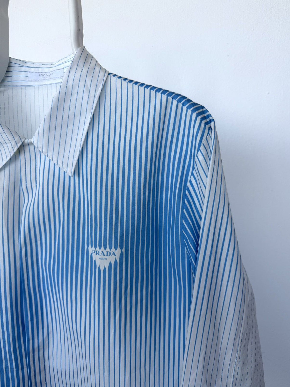 Prada gradient stripe chest logo shirt