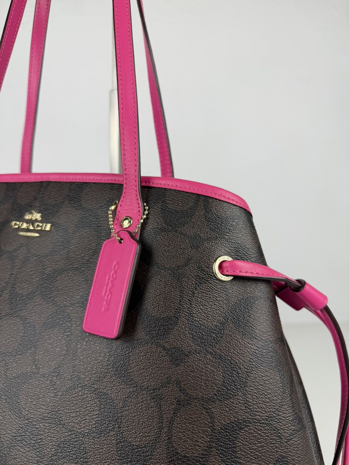 Coach signature coated canvas drawstring carryall tote