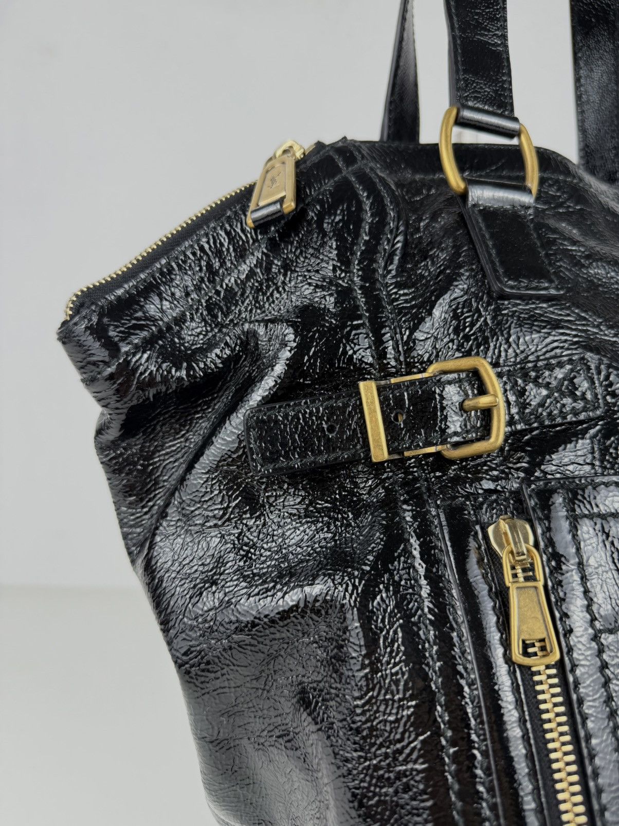 SS2009 YSL Rive Gauche sac downtown patent leather tote bag