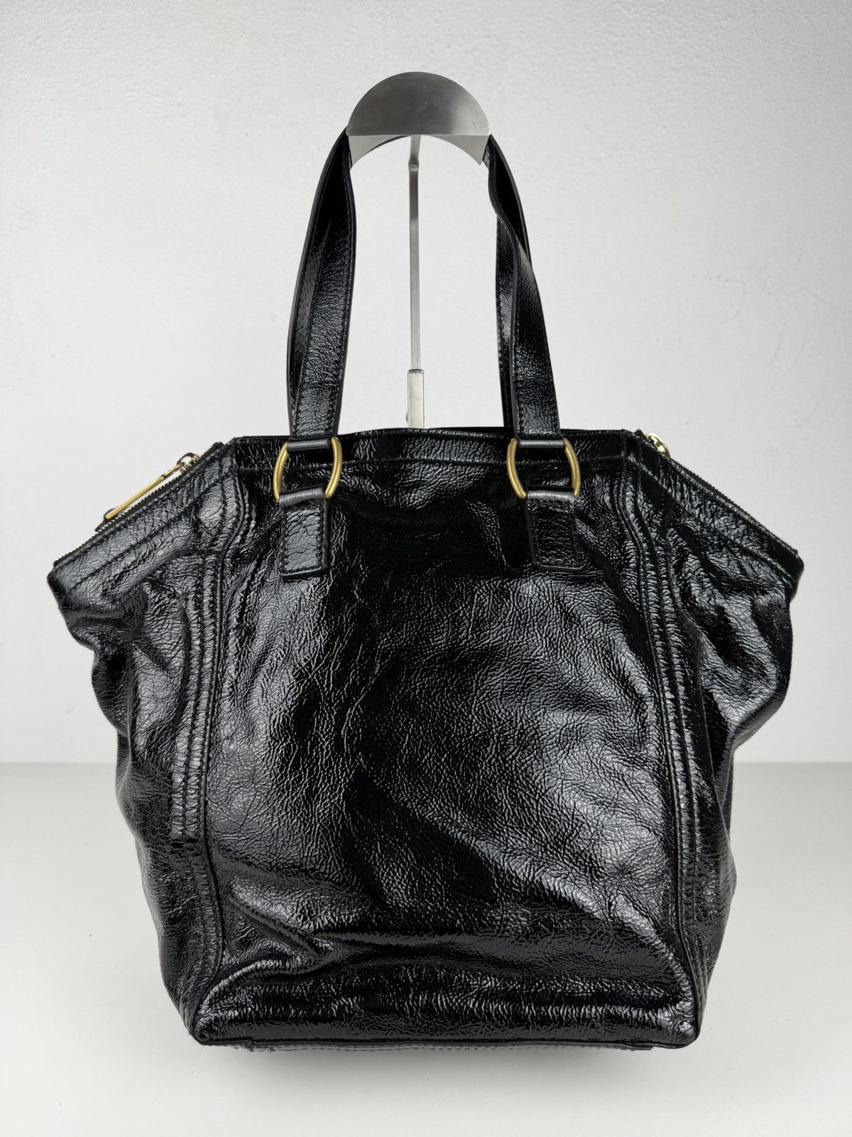 SS2009 YSL Rive Gauche sac downtown patent leather tote bag