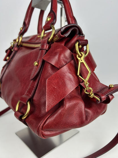 Miu miu vitello small bow bag in red