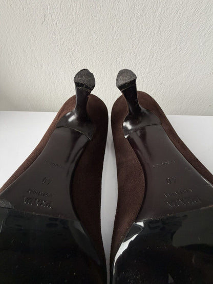 Vintage Prada suede pointed toe chain detail kitten heels