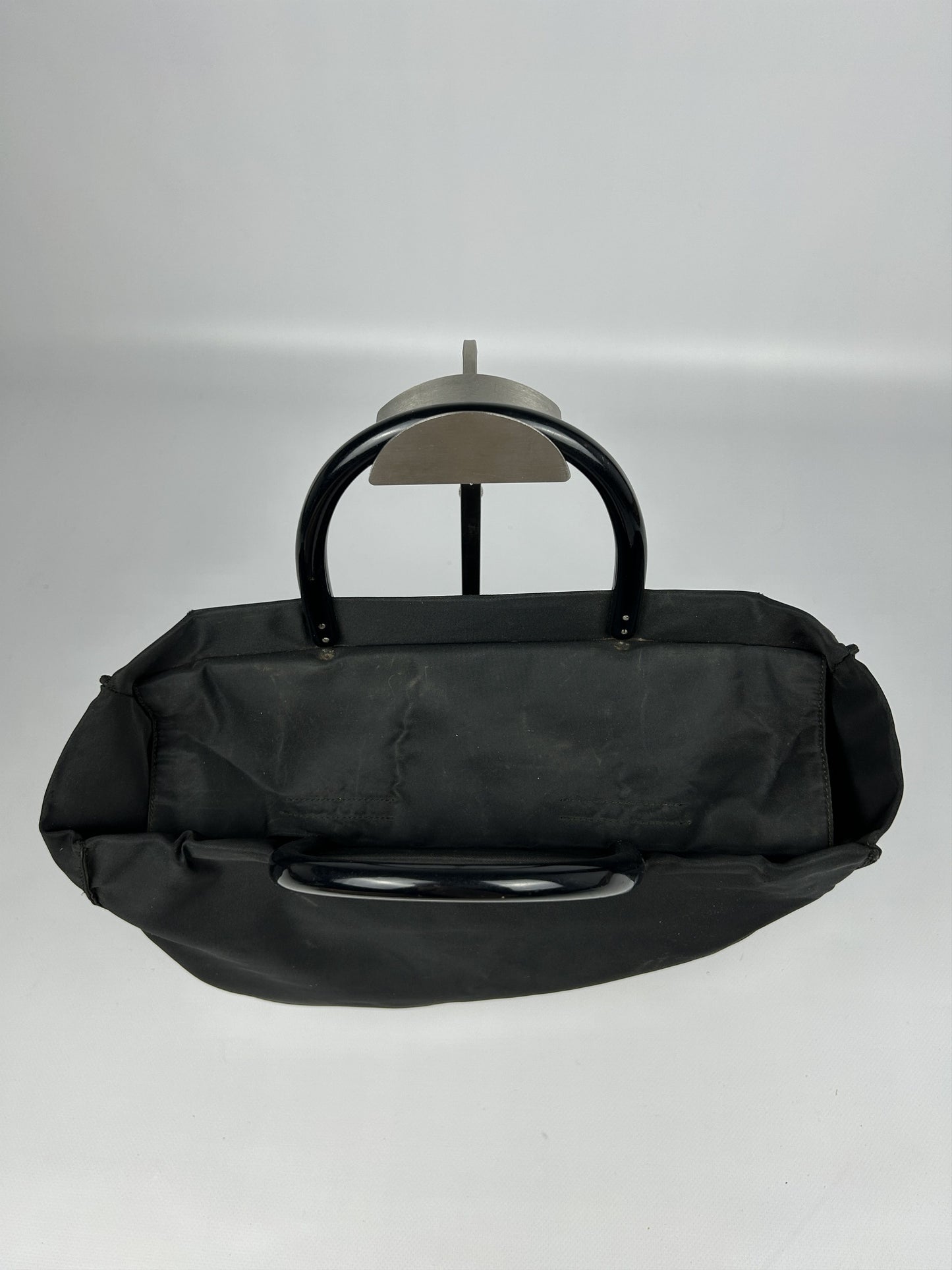 Vintage y2k prada nylon triangle logo plastic handle bag