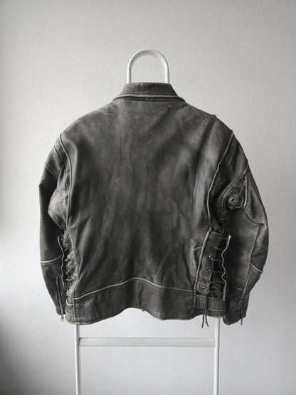 Vintage distressed ramones biker leather jacket