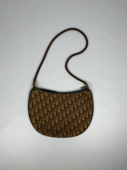 Vintage 80s Dior trotter oblique monogram rope shoulder bag