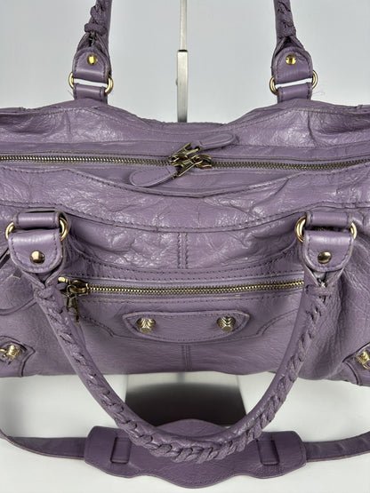 Balenciaga part time giant hardware city bag in lilac