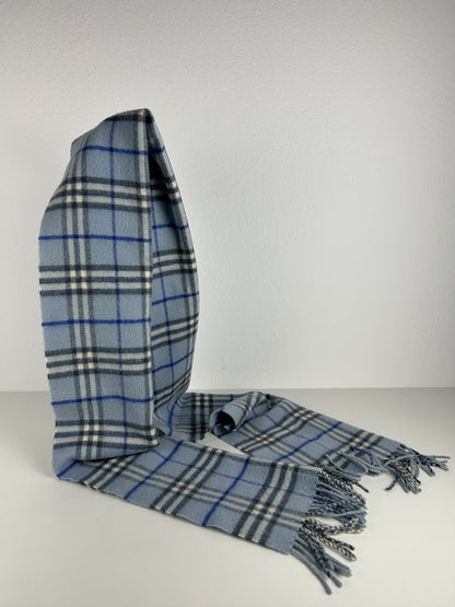 Vintage Burberry baby blue nova check wool scarf