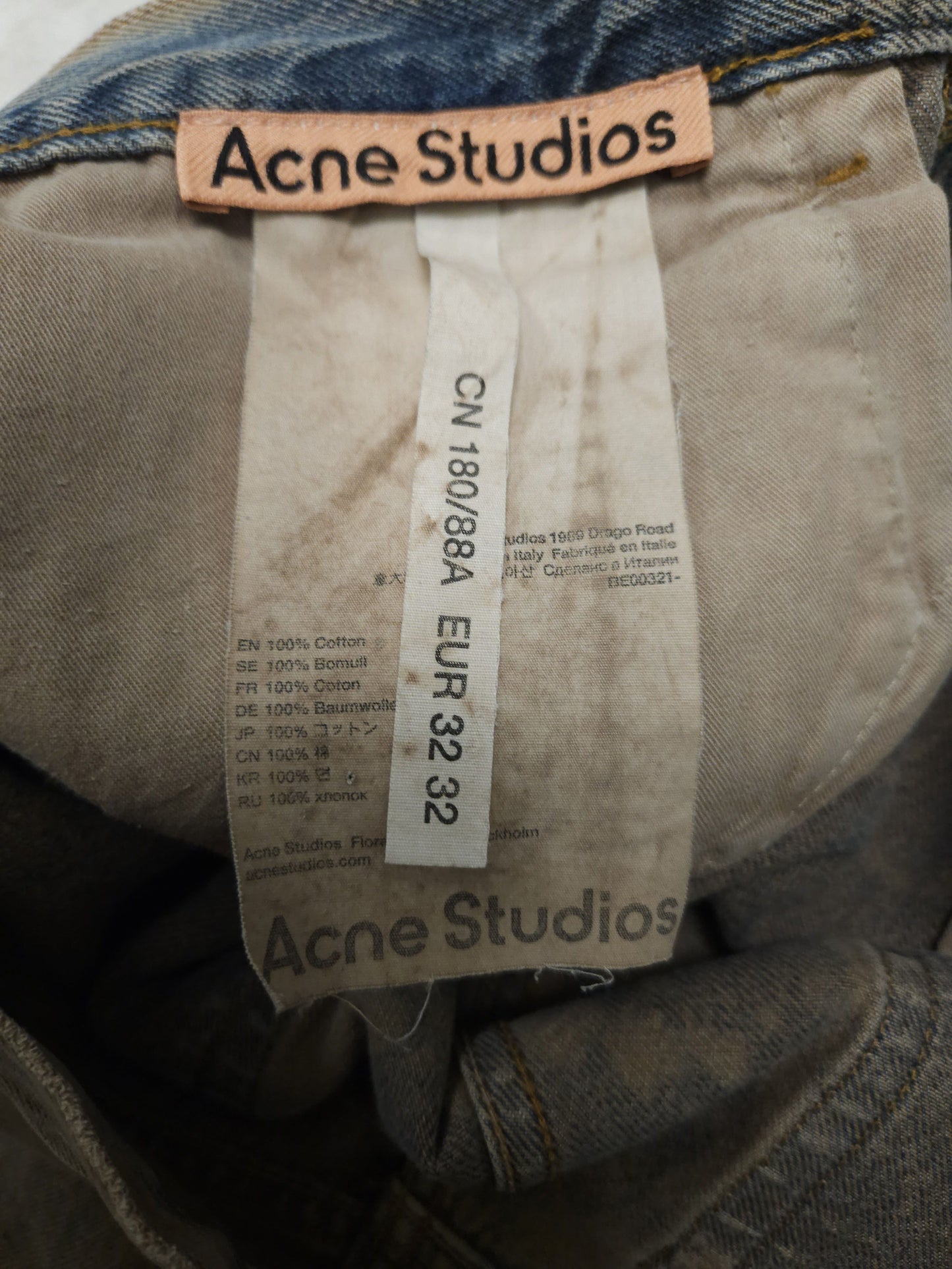 Acne studios 1989 drago road overdyed distressed baggy denim