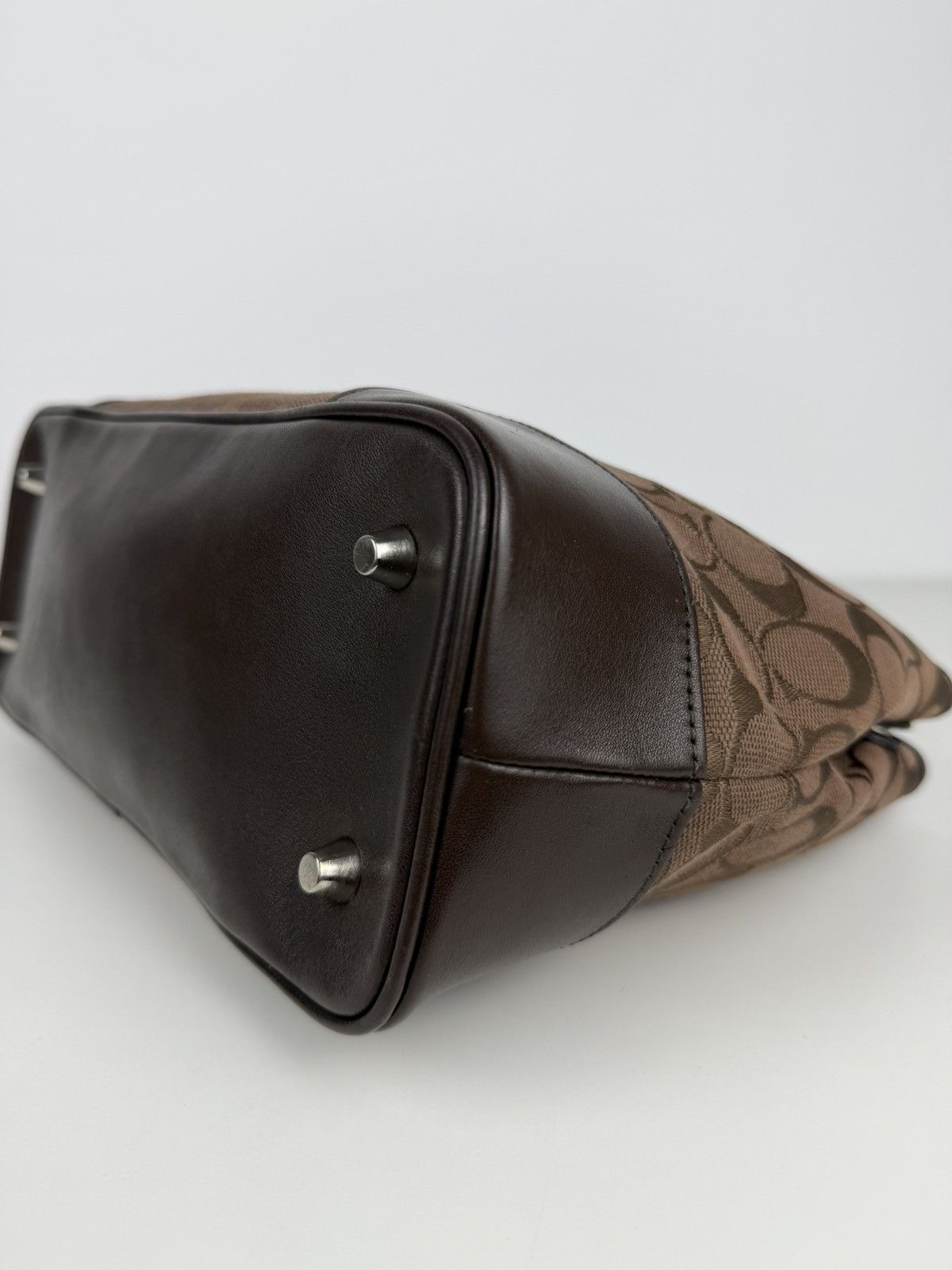 Coach Hamptons leather and canvas signature tote
