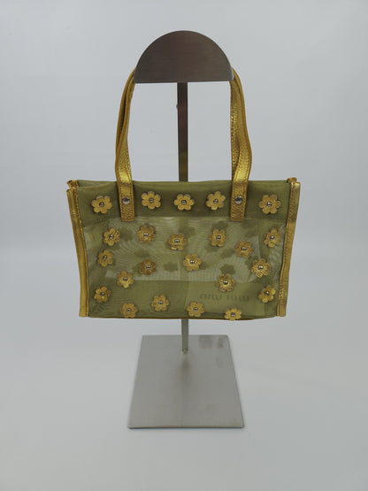 Archive 1999 miu miu mesh floral mini tote bag mb1522