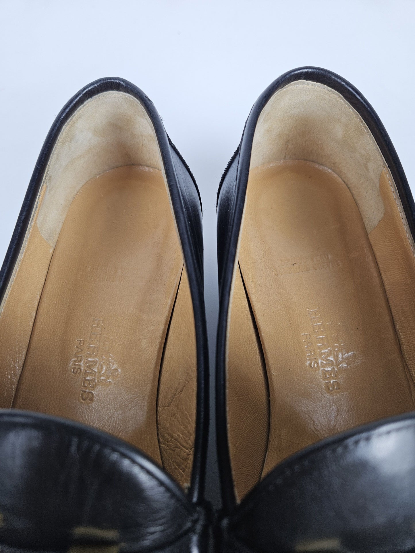 Vintage Hermes constance leather loafers H logo buckle